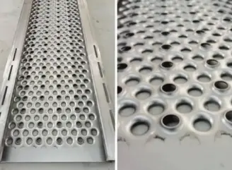 Formador de rolo de plataforma de metal para andaime: gravação e perfuração antiderrapantes em linha